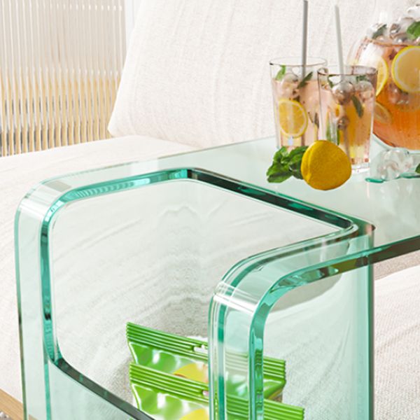 Modern Accent Side Table Plastic Abstract with Storage Rectangular Living Room
