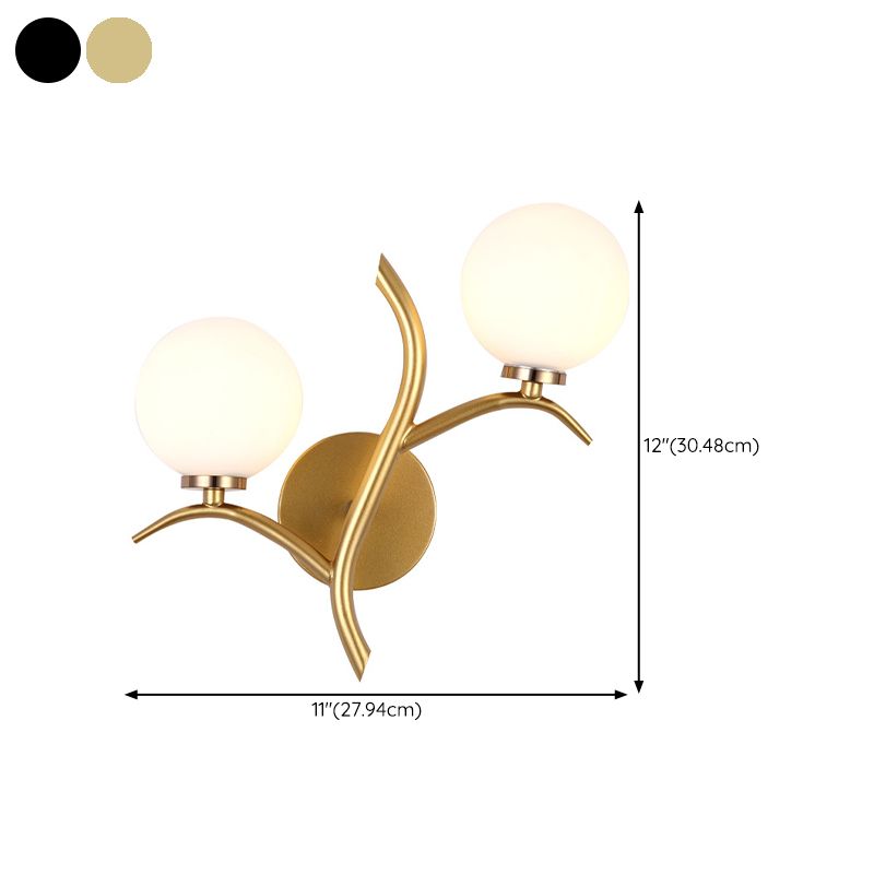 Modern Style Globe Wall Light Glass 2 Light Sconces for Bedroom