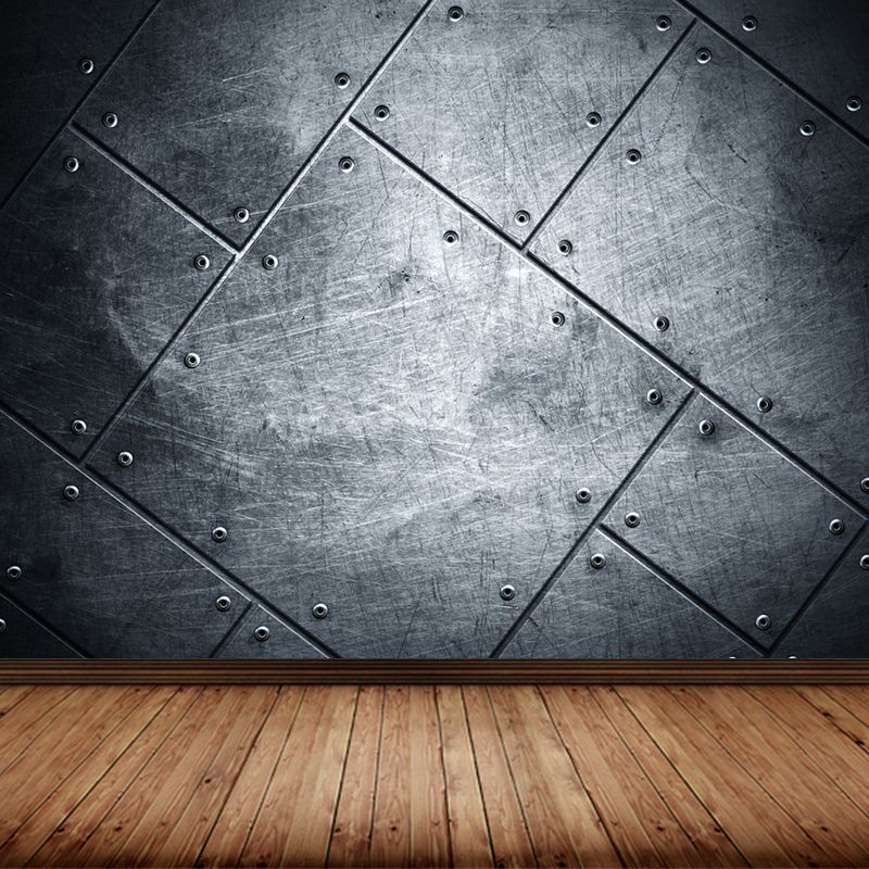 Gray Geometry Pattern Mural Moisture Resistant Industrial Bathroom Wall Covering