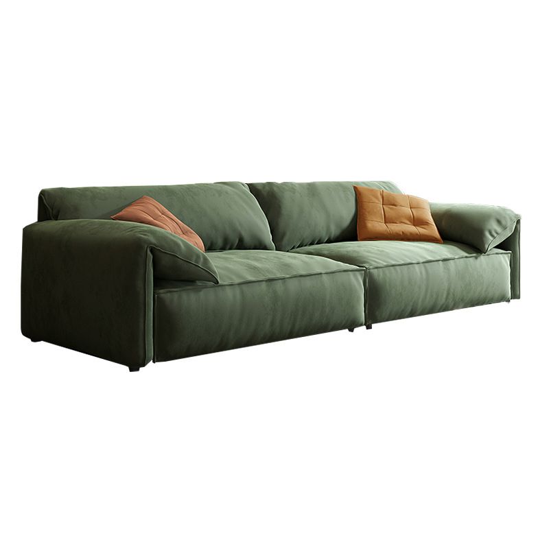 31.5 " H Contemporary Green Faux Leather Pillow Top Arm Sofa