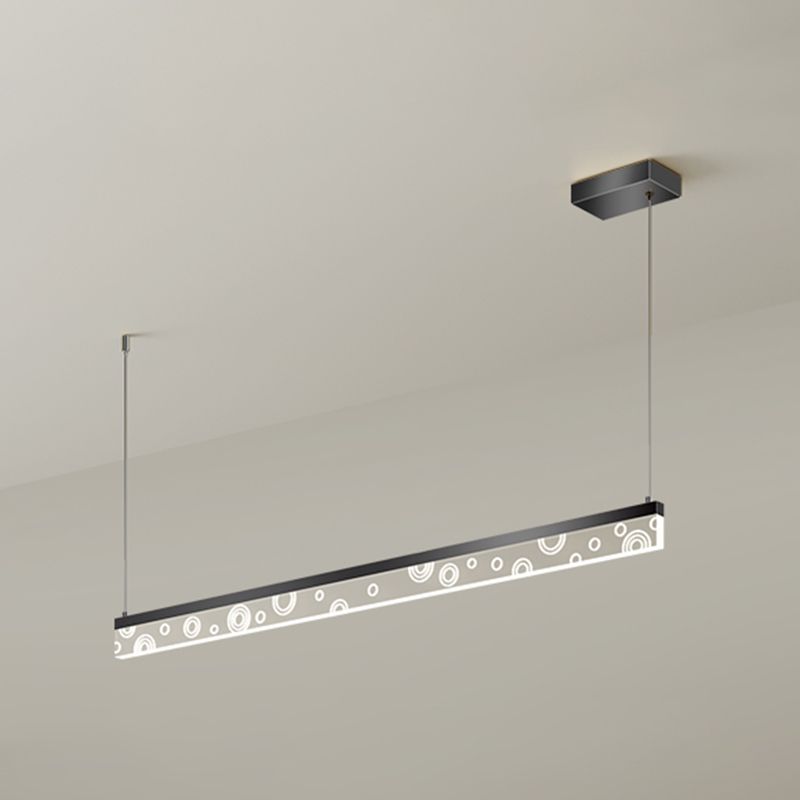 Idée d'éclairage d'île de forme linéaire Pendentif en île en métal moderne 1-Light en noir