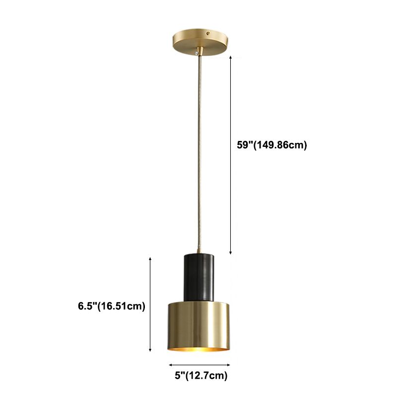 Minimalist Pendant Lighting Fixture Cylinder Hanging Ceiling Light with Metal Shade
