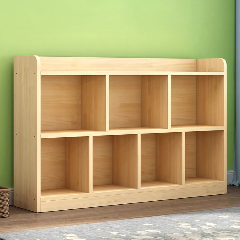 Closed Back Bookshelf Solid Wood Contemporary Style Natural Bookcase for Office