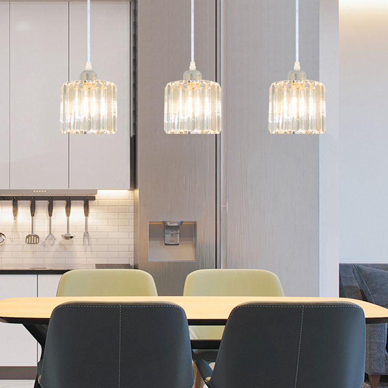 Modern Style Cylindrical Shape Hanging Light Crystal Multi Light Hanging Lamp for Bedroom