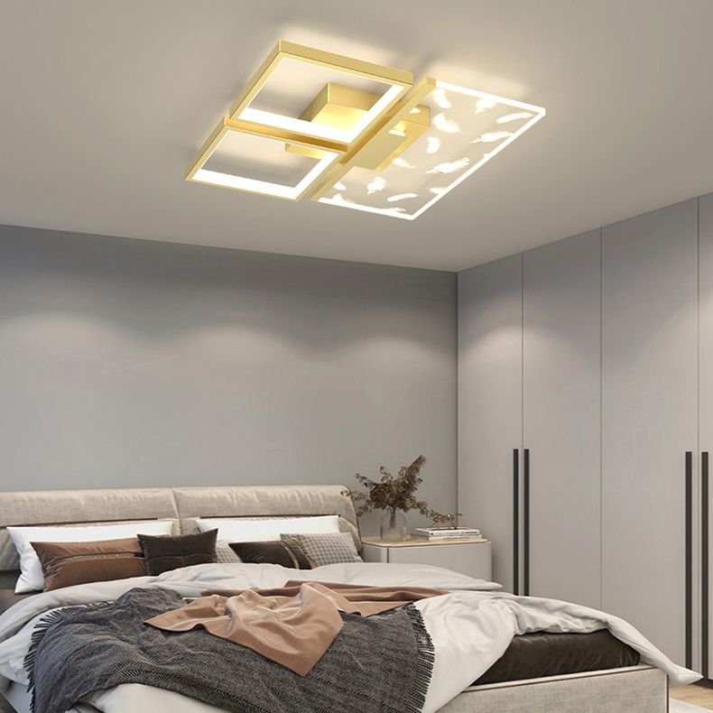 Moderne modische Feder -LED -Decken Deckenleuchte schmiedeeisen Innenhalterung mit Acrylschatten