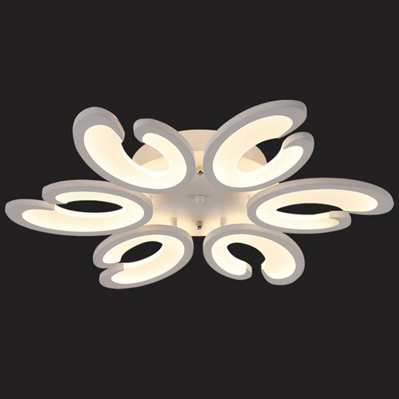 White Wing Ceiling Mounted Light Minimalist Acrylic LED Semi Flush Mount for Living Room