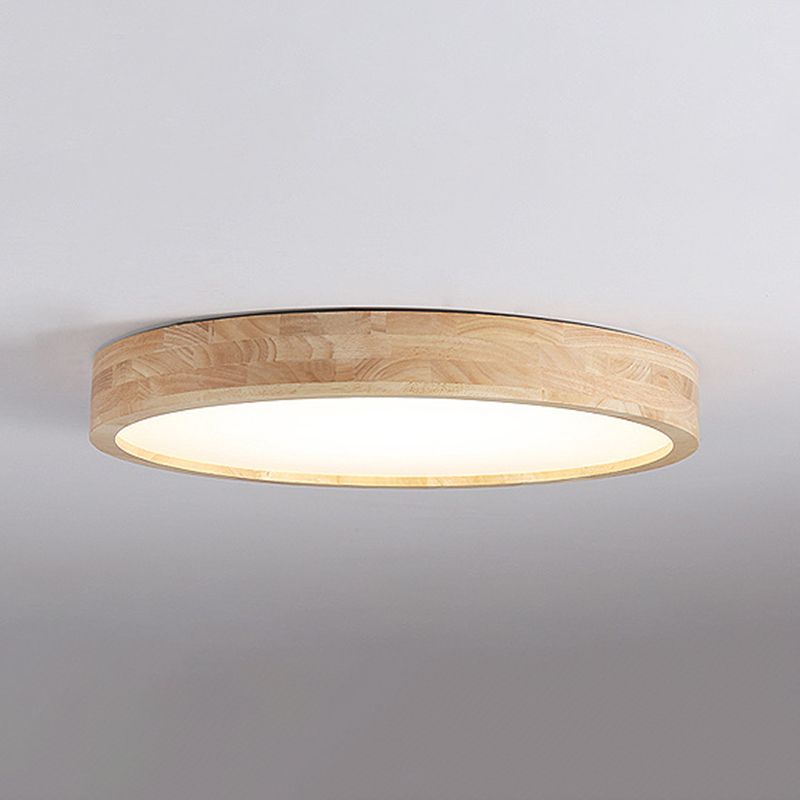Contemporary LED Ceiling Light Wood Flush Mount Lighting for Home