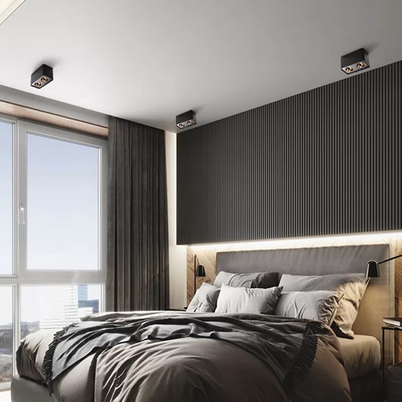 Plafonnier LED de forme rectangulaire, Style Simple et moderne, en aluminium, 2 lumières, montage encastré pour étude
