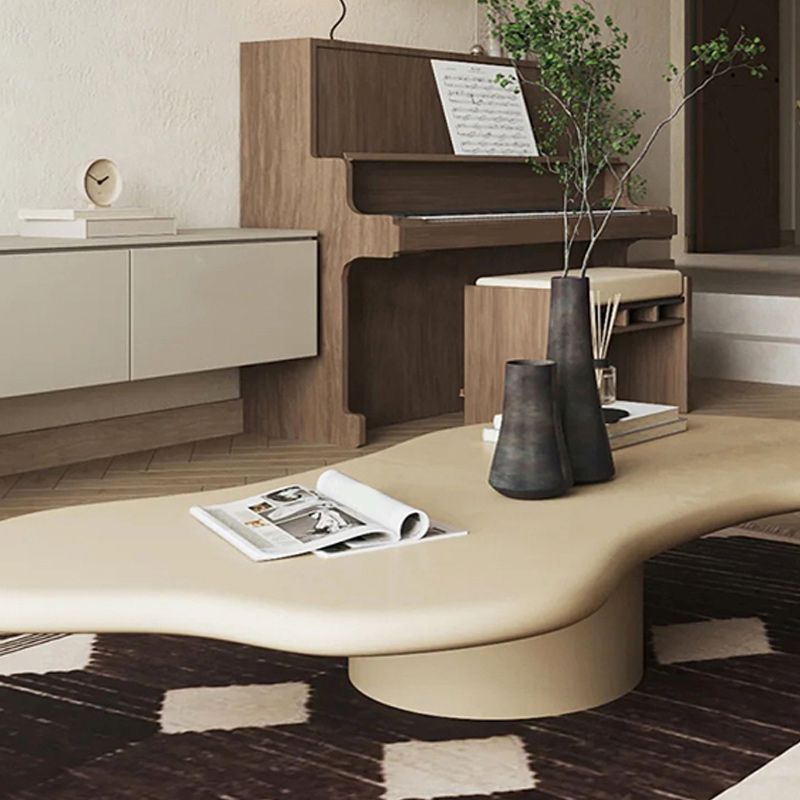 Scandinavian Pedestal Coffee Table Free form Wooden Cocktail Table for Living Room