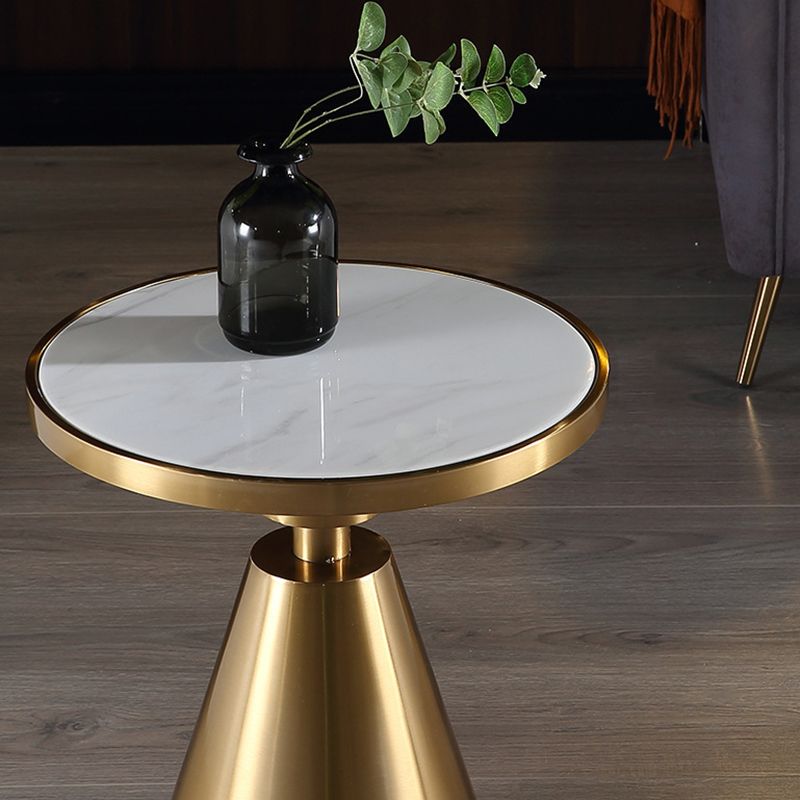 Modern Marble Round Sofa Side Accent Table Metal Side End Table