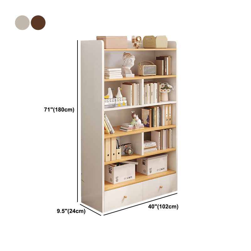 Modern Style Bookcase with Drawer Engineered Wood Shelf for Living Room