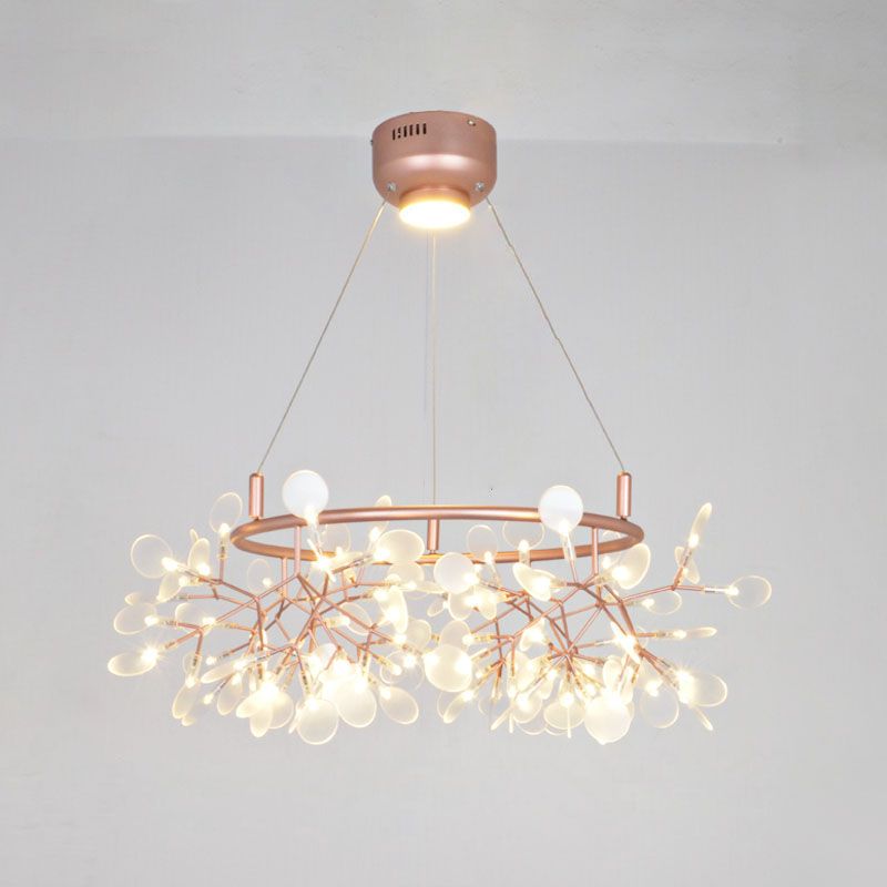 Glowworm Chandelier Light Fixtures Modern Multi-Head Hanging Pendant Lights with Acrylic Shade