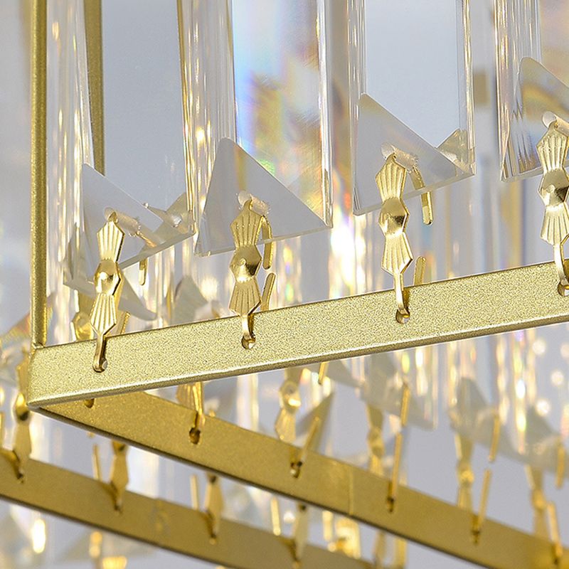 Luxury Rectangular Shade Pendant Light, Simple Crystal Pendant Lighting for Dinner Table