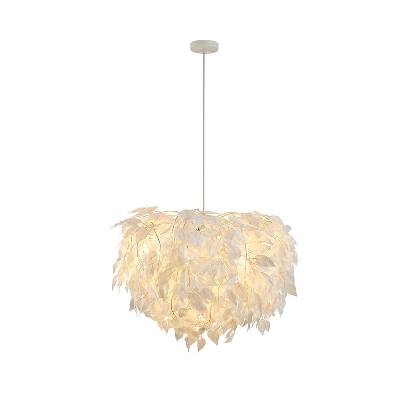 Sphere Feather Chandelier Pendant Light Contemporary Bedroom Suspended Lighting Fixture