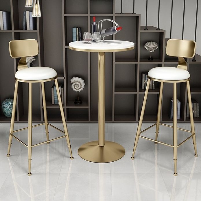 41.3"H Glam Style Bar Table Faux Marble Pedestal Bar Wine Table,