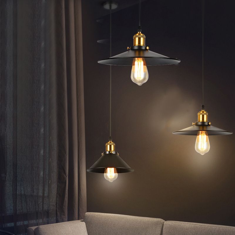 Forma industriale a forma di chiodo in metallo appeso 1 lampada a sospensione leggera in nero per ristorante