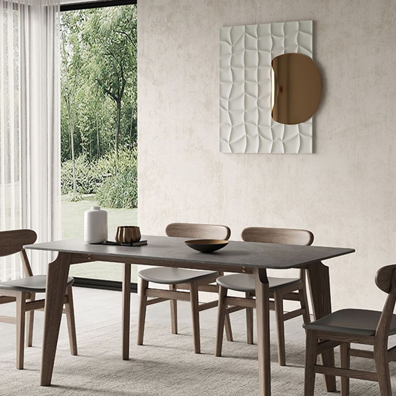 Modern Rectangle Counter Dining Table Brown Wood Finish Legs Dining Table