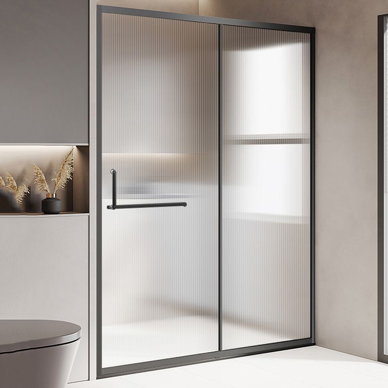 Matt Black Full Frame Single Sliding Door Shower Door, One-line Partition Bathroom Door