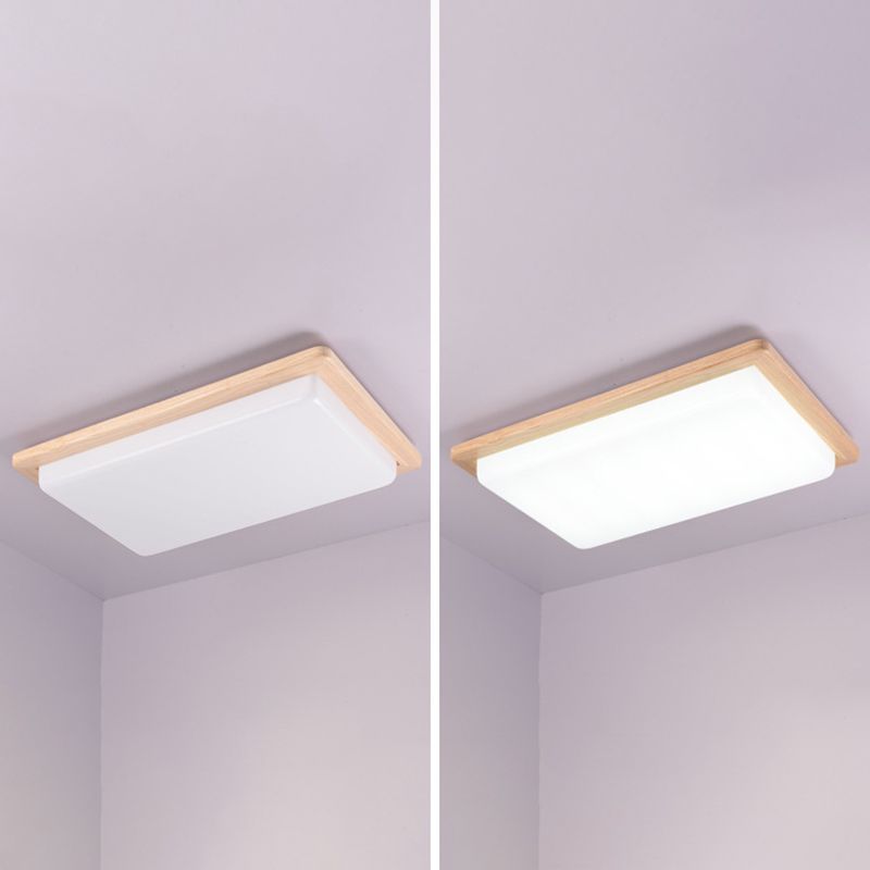 Wood 1-Light Flush Mount Ceiling Lamps Modern Style Geometric Flush Mount Light