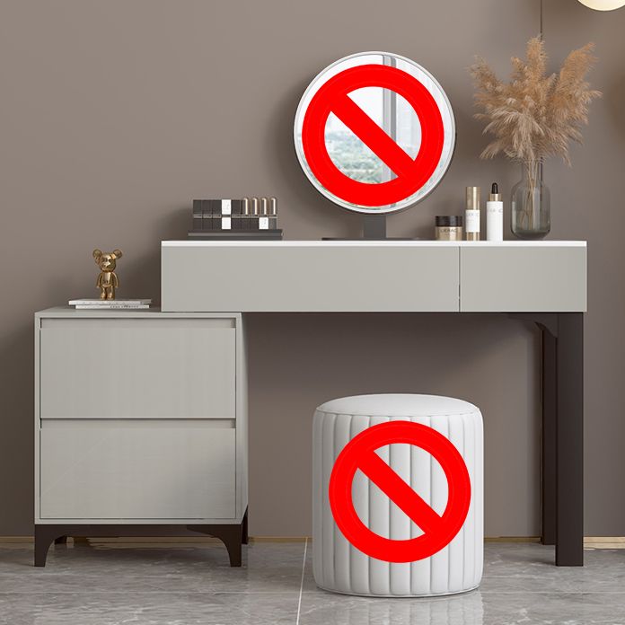 Contemporary Gray Makeup Table With Drawers 14.96 W x 29.52" H for Bedroom