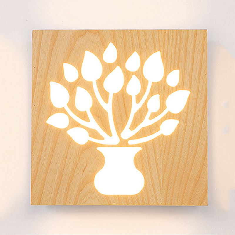 Modern Wooden Wall Light Sconce Creative Wall Light Fixture for Bedroom