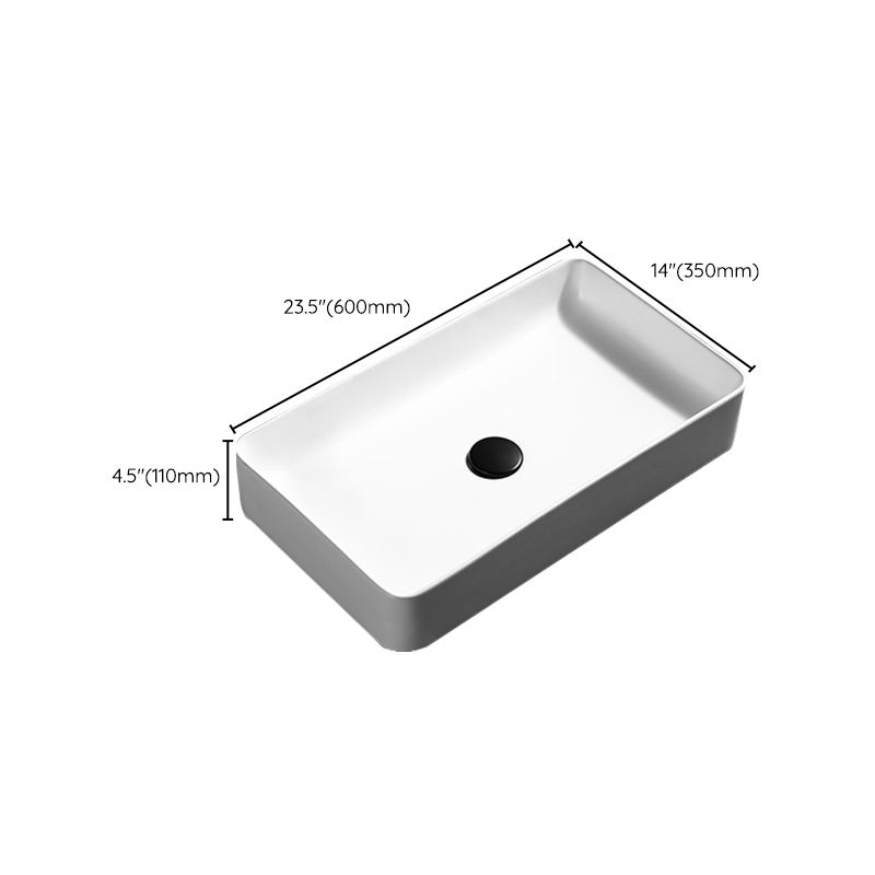 Contemporary Bathroom Sink Porcelain Pop-Up Drain Rectangular Vessel Lavatory Sink