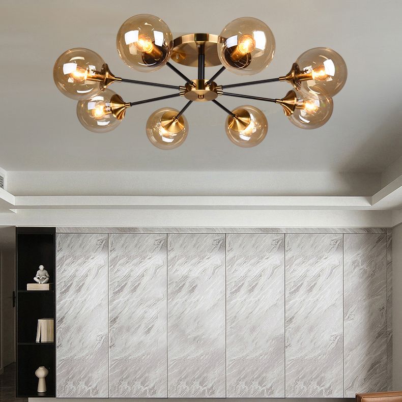 Eigentijdse bol spoeling licht armatuur glas spoelbevestiging plafondlicht in goud