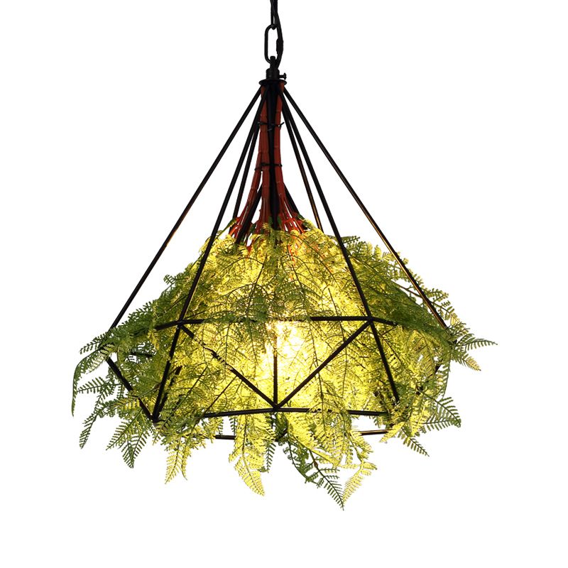 Lampada a goccia di gocce di metallo nero diamante 1 testa industriale a ciondolo di illuminazione per il ristorante, 15 "/18" /23,5 "di larghezza