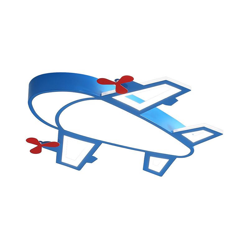 Plafonnier LED bleu de Style dessin animé, éclairage encastré en forme d'avion en acrylique, lumière blanche/3 couleurs