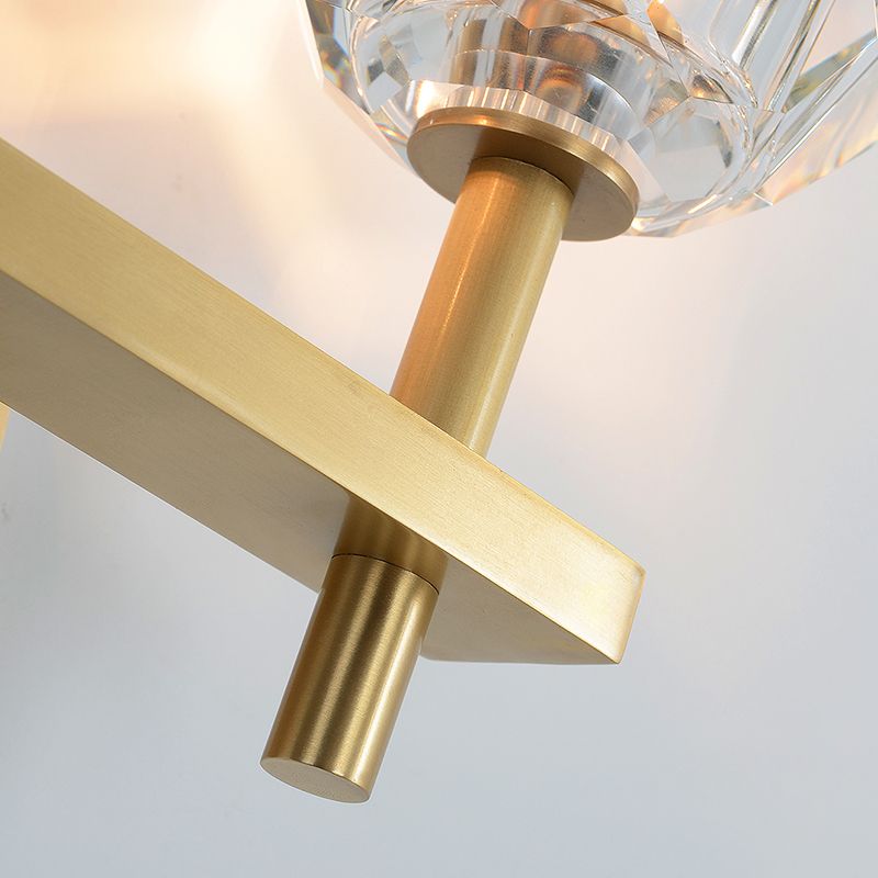 Round Shade Crystal Wall Sconce Modern Style Multi Lights Wall Mount Lighting in Brass