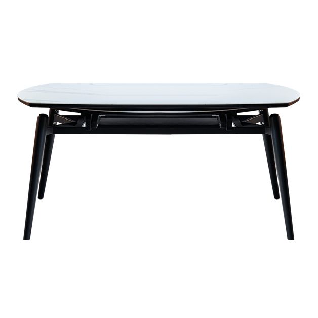 Simplicity Style Round Dining Table Stone Drop-Leaf Dinner Table with 4 Legs