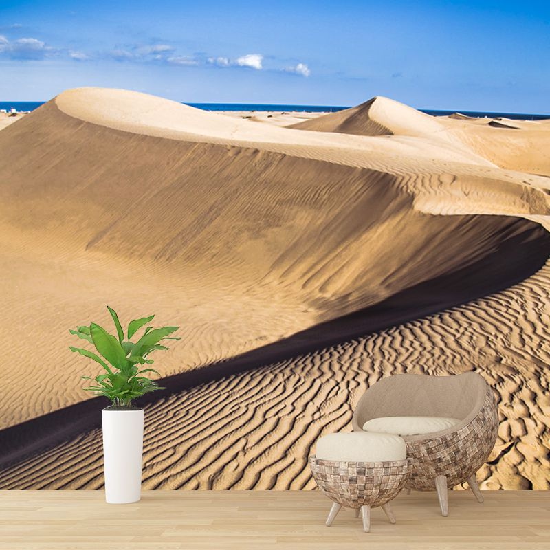 Coastal Desert Dune Wall Mural Yellow and Blue Modernism Wall Art for Family Room