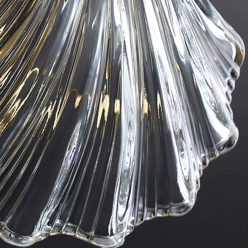 Lámpara de lámpara de concha iluminación de colgante de vidrio transparente vintage para restaurante