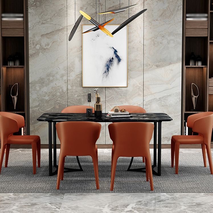 Silla de comedor con respaldo mate y respaldo de cuero para el hogar, estilo diseñador