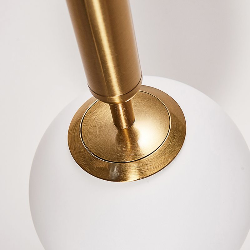 1 Leichte Küchenheizung Licht mit Kugel weißer Glasschatten postmoderner goldener Hanglampe, 6 "/8"/10 "breit