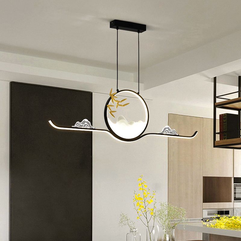 Modern LED Island Lighting Circle Metal Chandelier Light Fixture for Dining Room