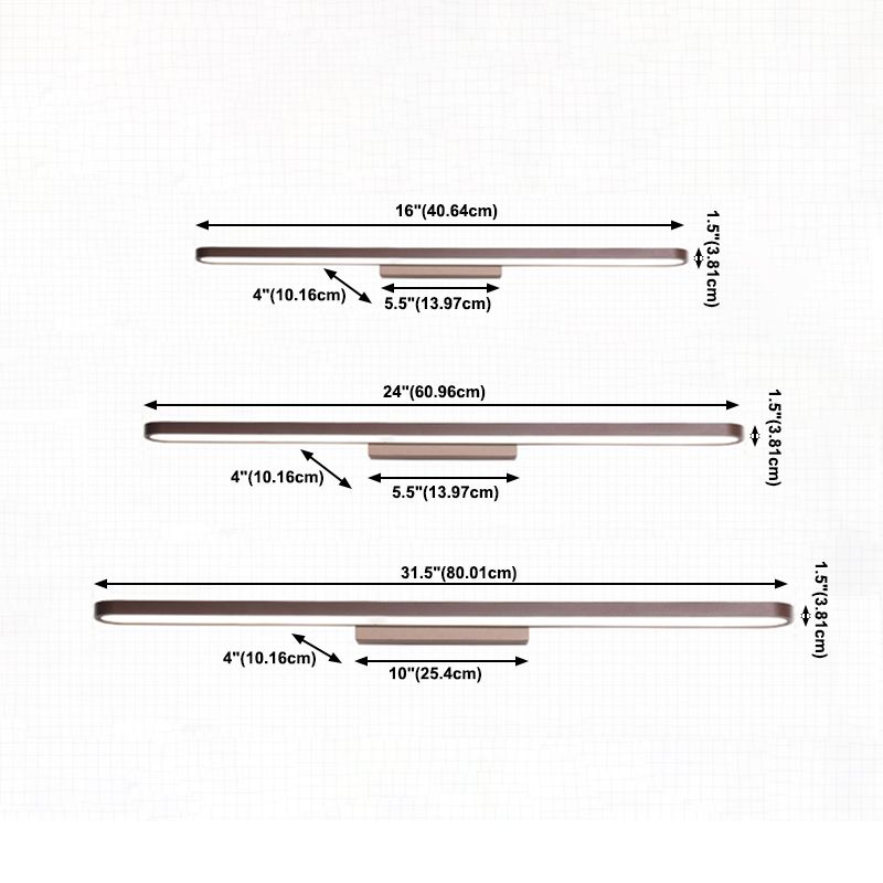 Luce da parete a forma lineare in stile moderno in metallo 1 luci lampada con doccia per doccia