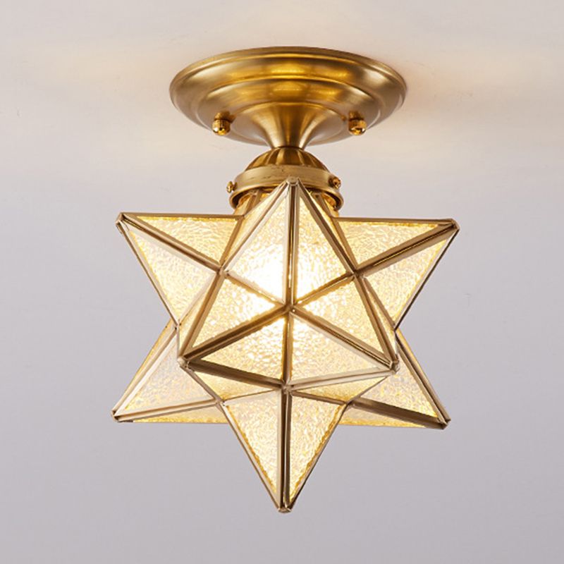 Colonical Creative Star - Lámpara de techo individual de cobre con pantalla de cristal