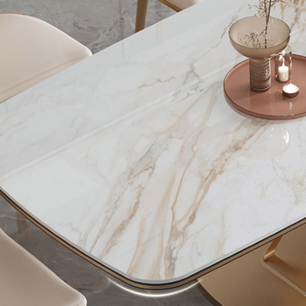 Luxury Sintered Stone Dining Set 1/4/5/7 Pieces Rectangle Kitchen Table with Chairs
