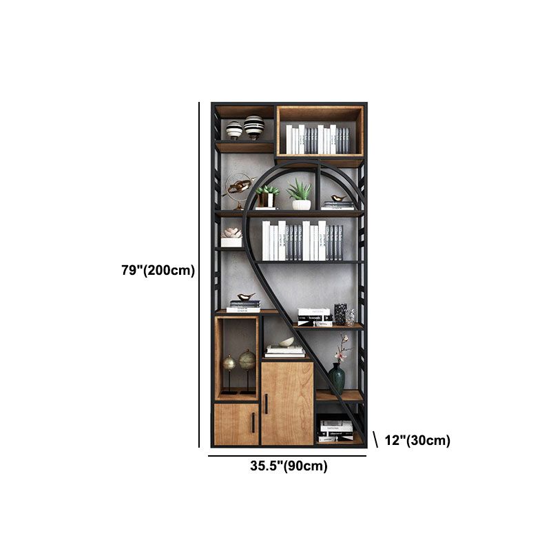 79"H Bookcase Open Back Industrial Style Bookshelf for Study Room Home Office