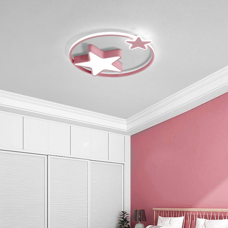 Minimalist Star Ceiling Flush Light Metal Childrens Bedroom LED Flush Mount in Fernbedienung Stepless Dimming