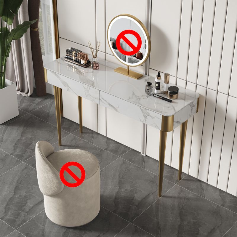 Luxurious Vanity Makeup Dressing Table Stool Set with 2 Drawers