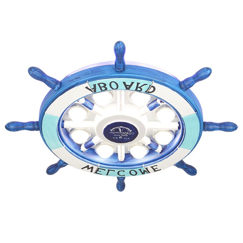 Children's Room Ceiling Light Fixture Mediterranean Style Bedroom Study Home Kindergarten Cute Cartoon Ship Rudder Resin Lamp