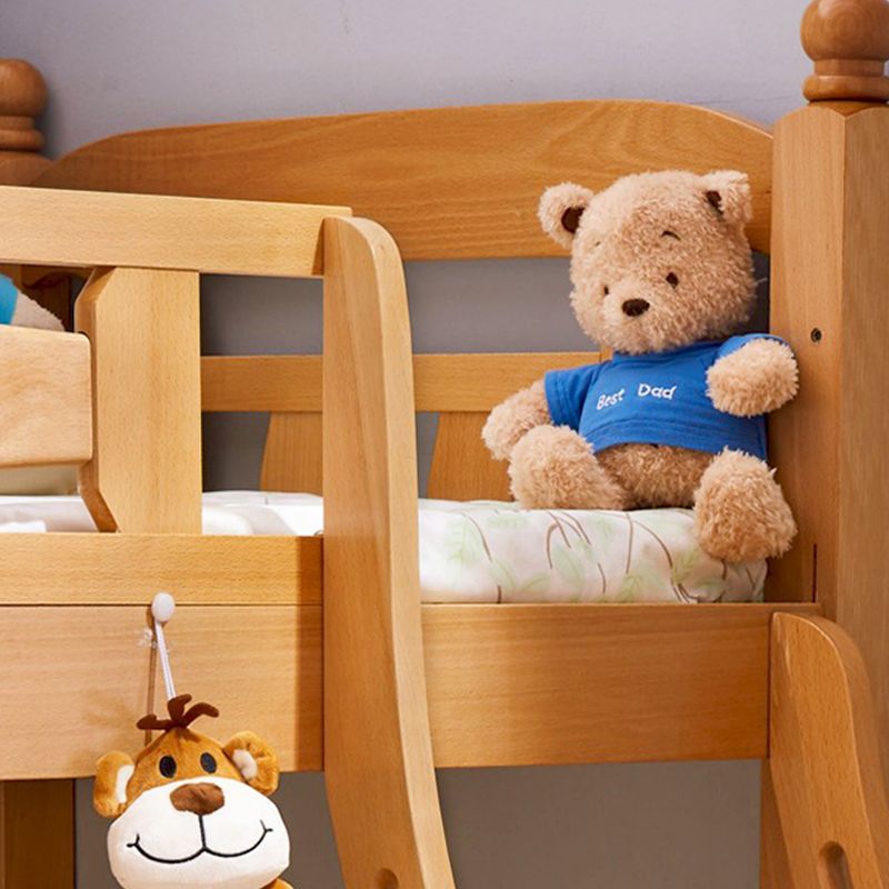 Solid Wood Bunk Bed Modern Style Natural Bunk Bed with Headboard