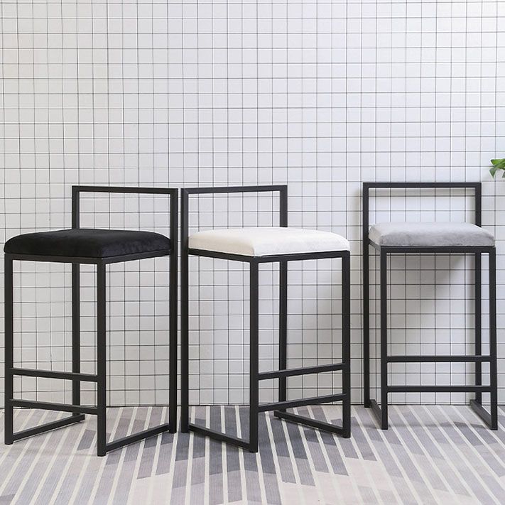 Modern Rectangle Bar Stool Backrest Footrest Counter Stool with Velvet Cushion