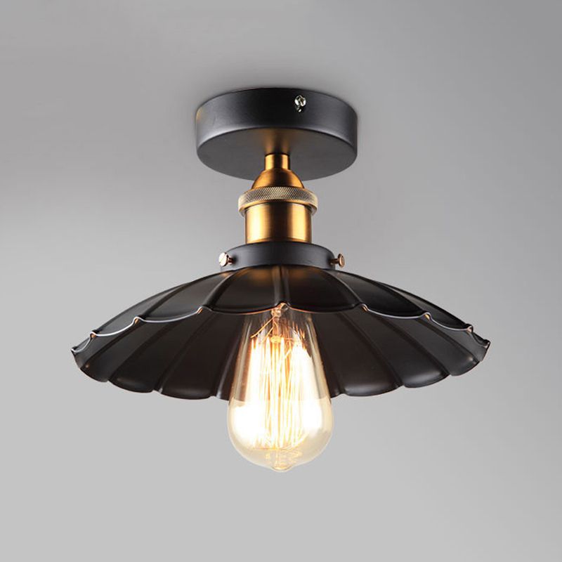 Lumière semi-luxuelle évasée noire Salle de salle à manger en métal industrie