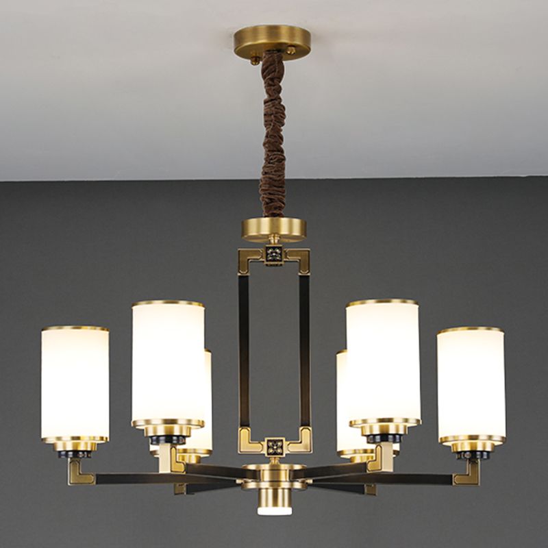 Witte glazen cilinder plafond hanger moderne stijl multi -lights kroonluchter verlichting