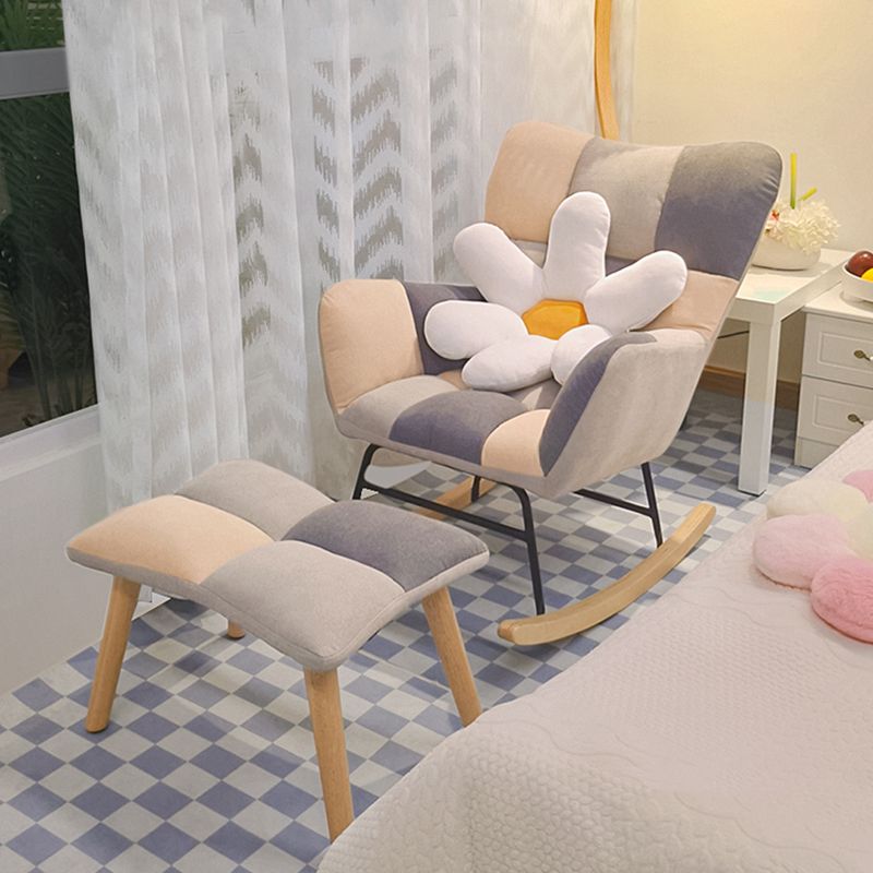 Fabric Rocking Chair Color Panel Contemporary Tufted Cushions Rocker Chair with Ottoman