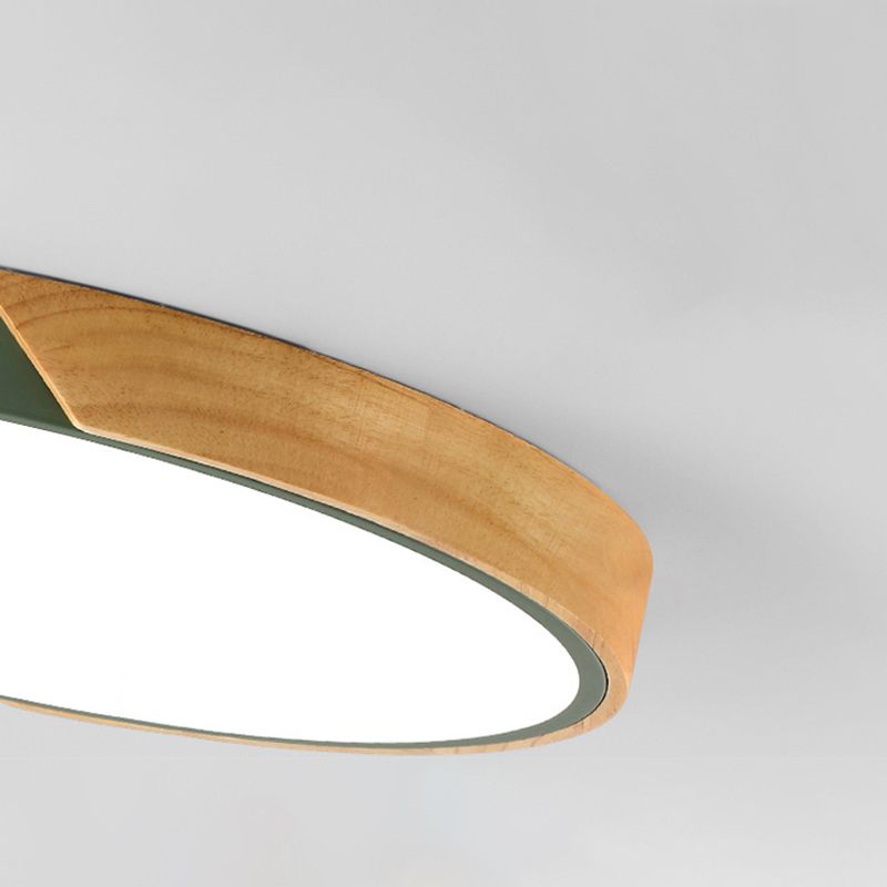 Macaron Ceiling Light Nordic Modern Minimalist Round Bedroom Study Living Room Ultra-thin Wooden Energy-saving Lighting