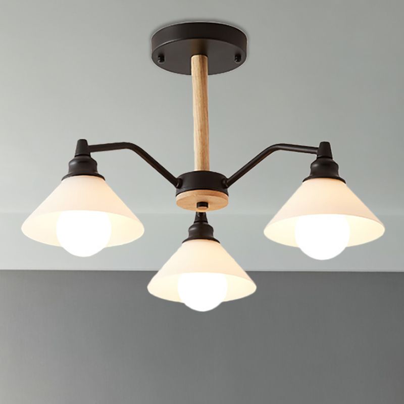 Conical Shade Bedroom Hanging Lights Metal 3 Lights Modern Style Hanging Lamp